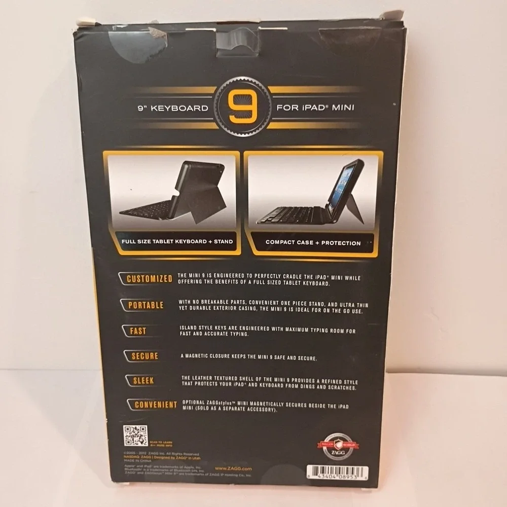 Zagg Zaggkeys Mini 9 Bluetooth Keyboard Case For iPad Mini - FOLBSLBLK103